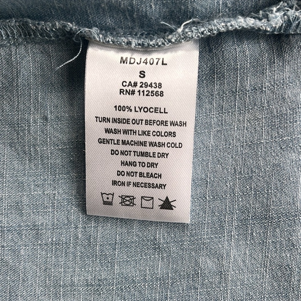 Embroidered Denim Duster with Cross Design - Picture 5 of 8
